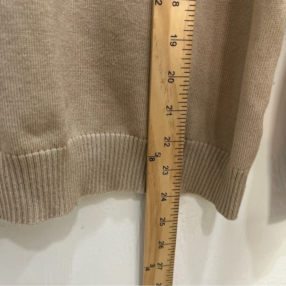 Carolyn Taylor Beige Long Sleeve Pull Over Sweater size P/XL‎ Mock Neck Pearls